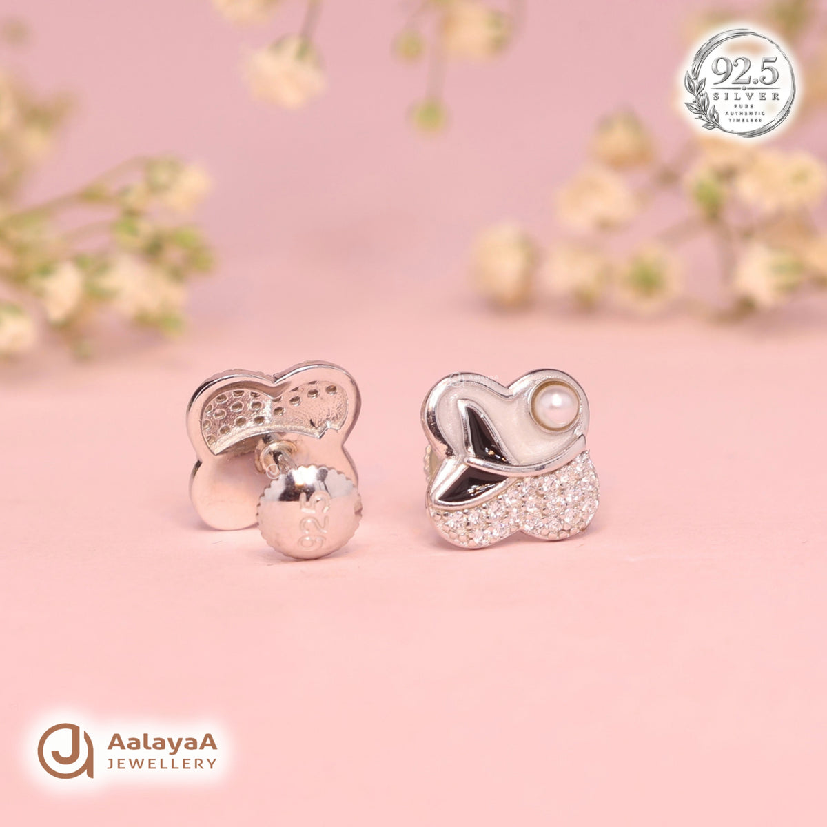 Silver Pearl Butterfly Earring