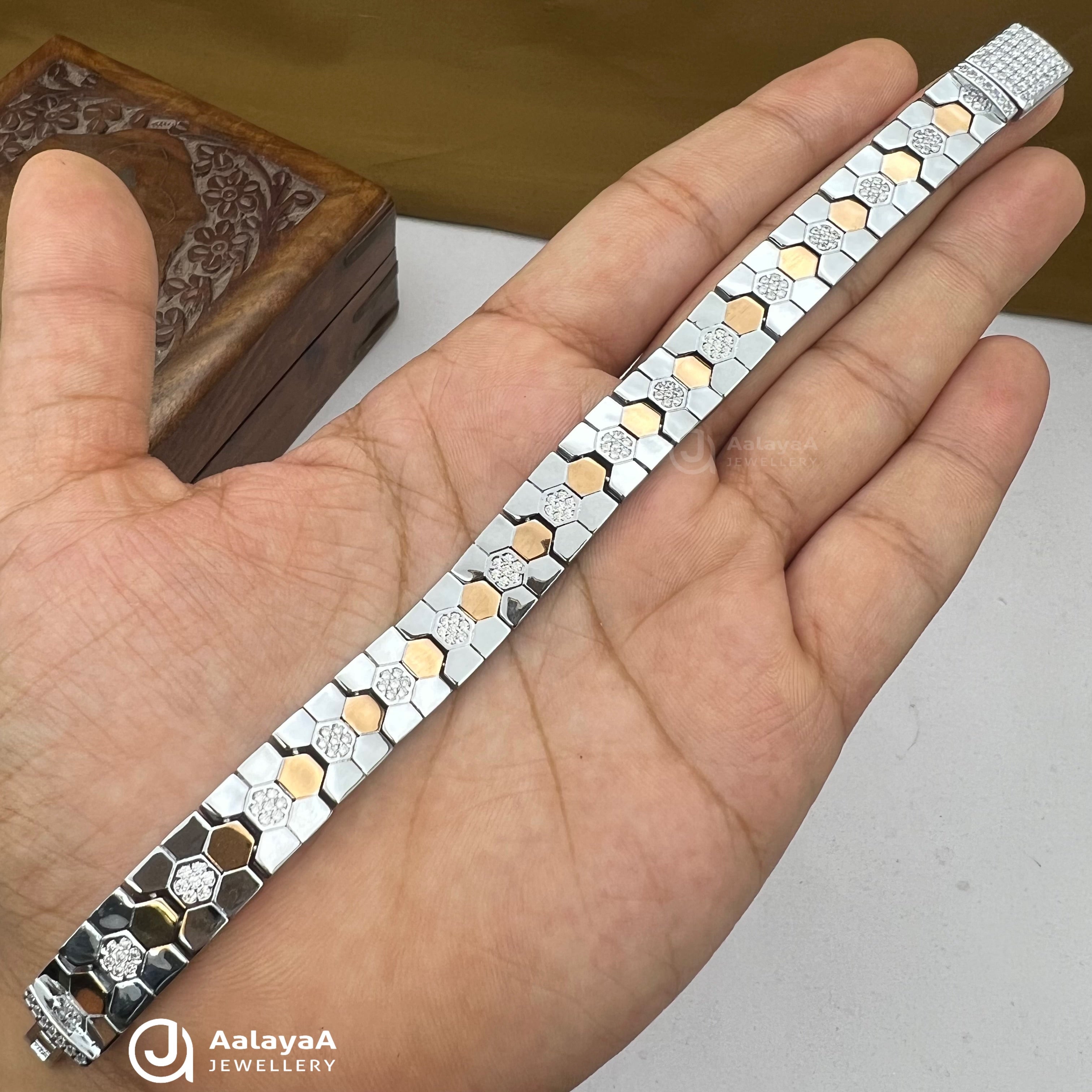 Silver Dual Tone Zariya Cylin Bracelet