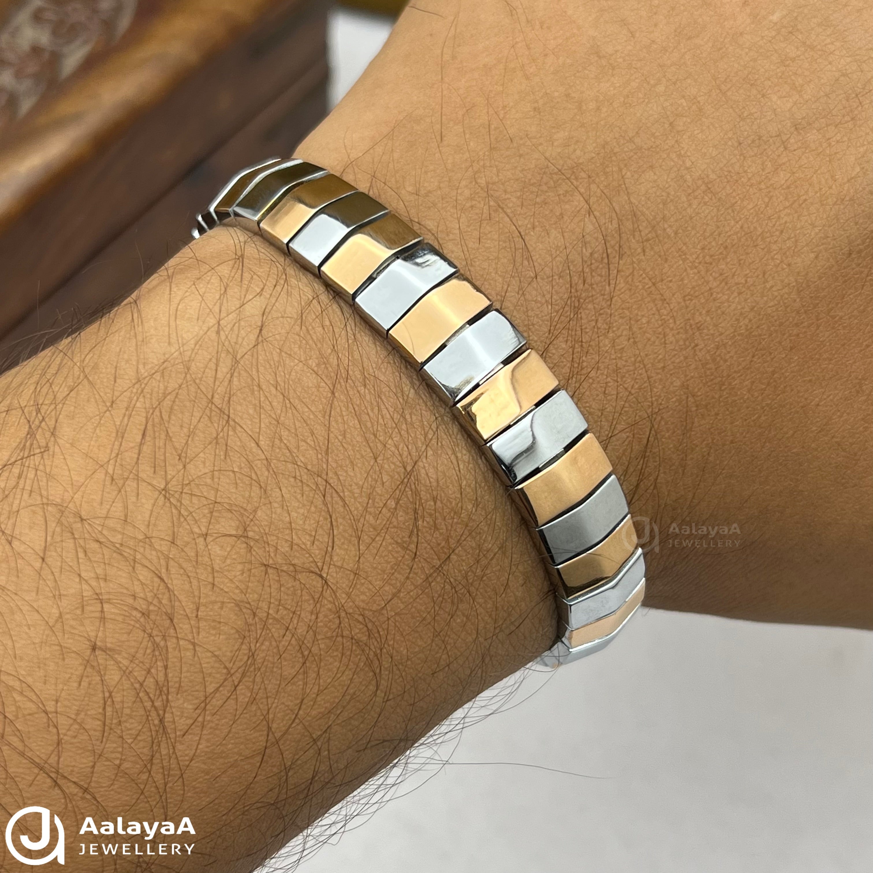 Silver Dual Tone Monarch Link Bracelet