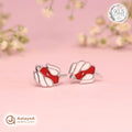 Silver Red Bunny Earring