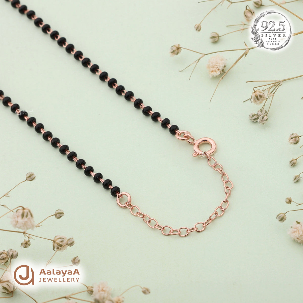 Silver Rosegold Leaf Vine Chain Pendant