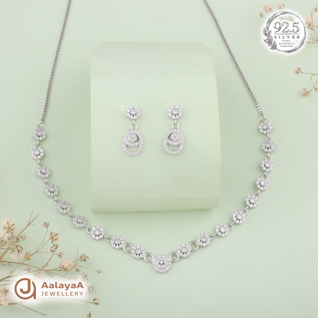 Silver Celestial Halo Necklace Set