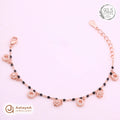 Silver Rosegold Black Bead Crystal Charm Bracelet