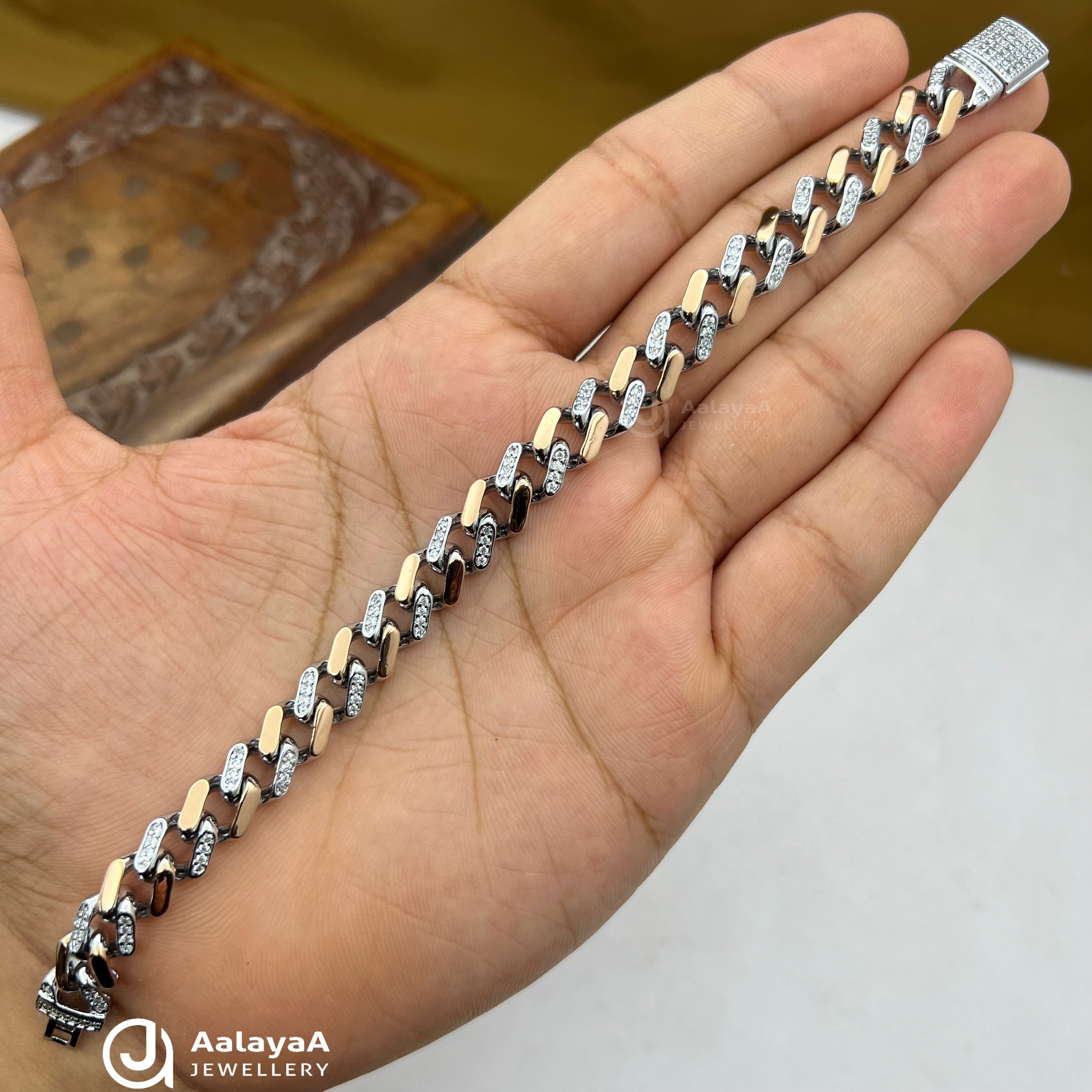 Silver Dual Tone Diamond Link Fusion Bracelet