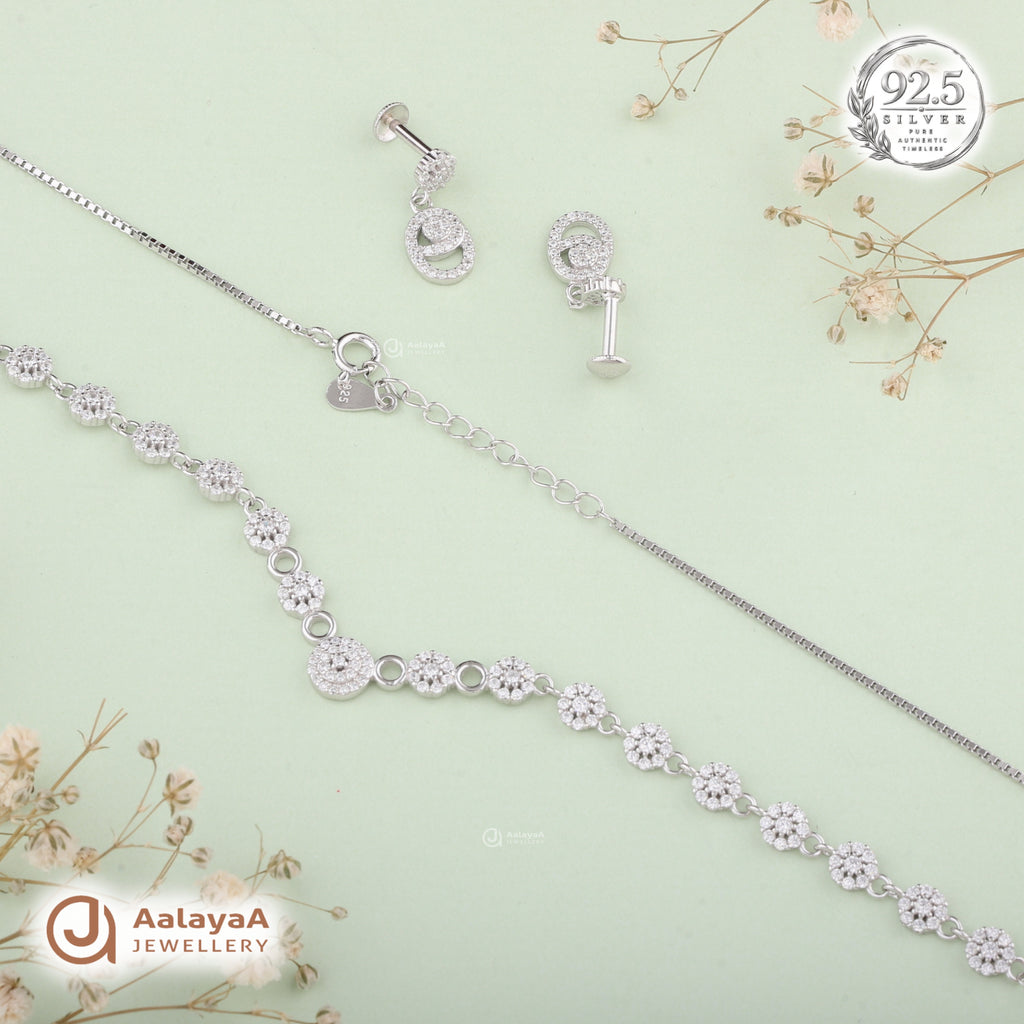 Silver Celestial Halo Necklace Set