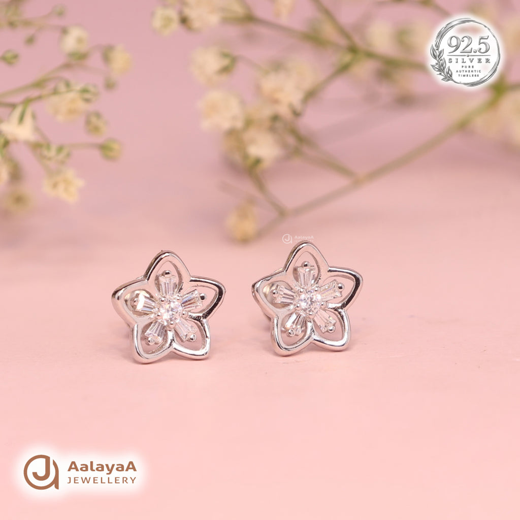 Silver Crystal Blossom Earring
