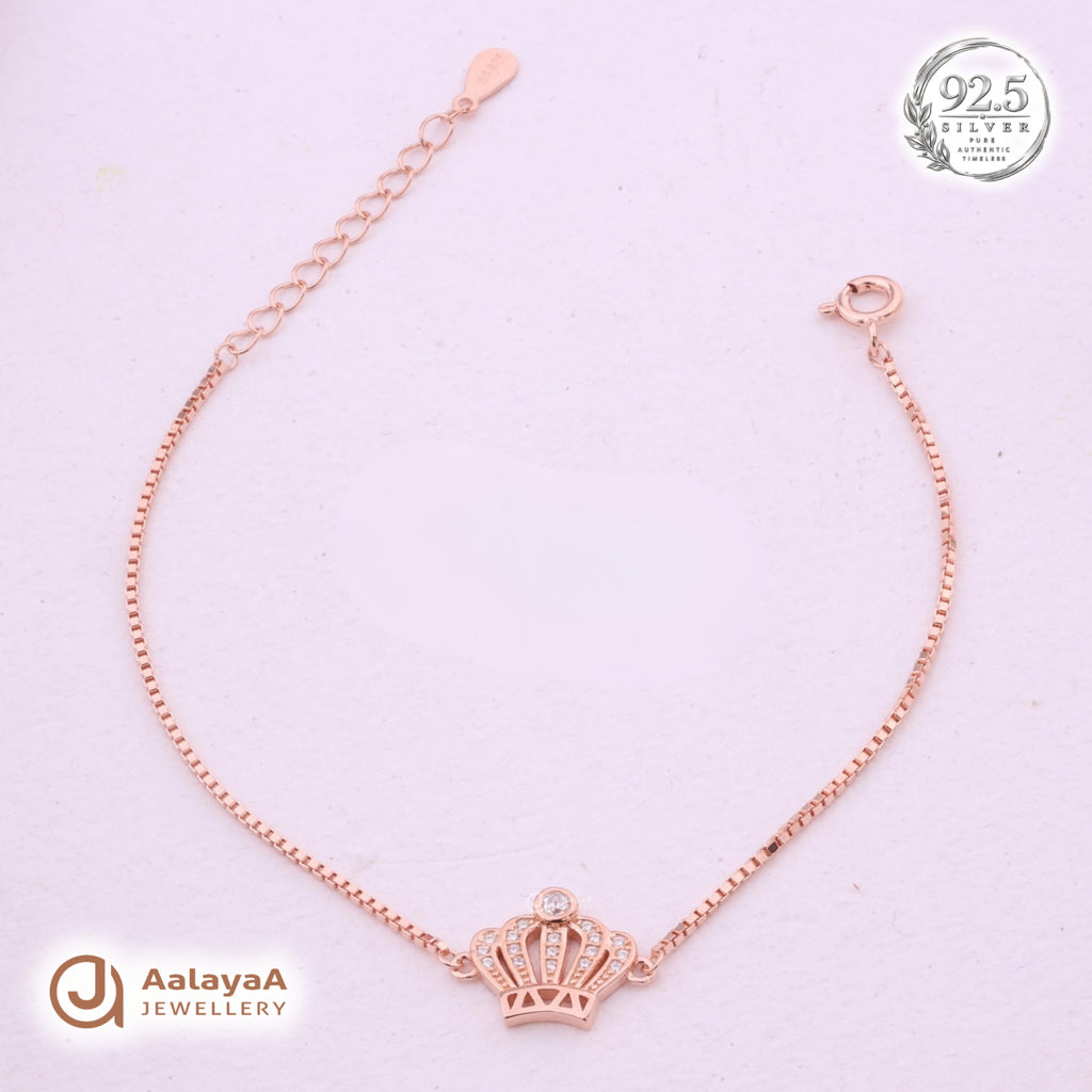 Silver Rosegold Crystal Crown Bracelet
