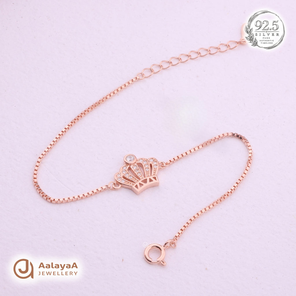 Silver Rosegold Crystal Crown Bracelet