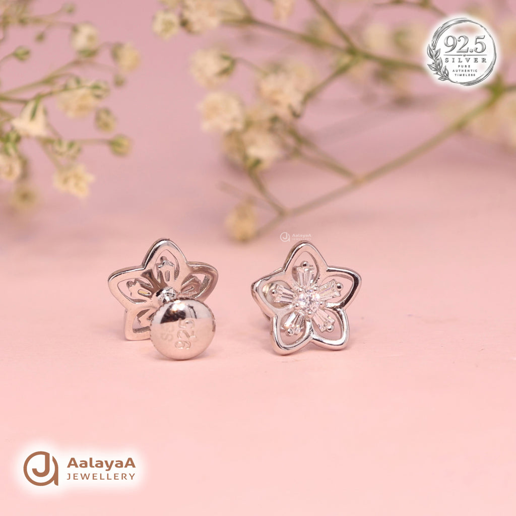 Silver Crystal Blossom Earring