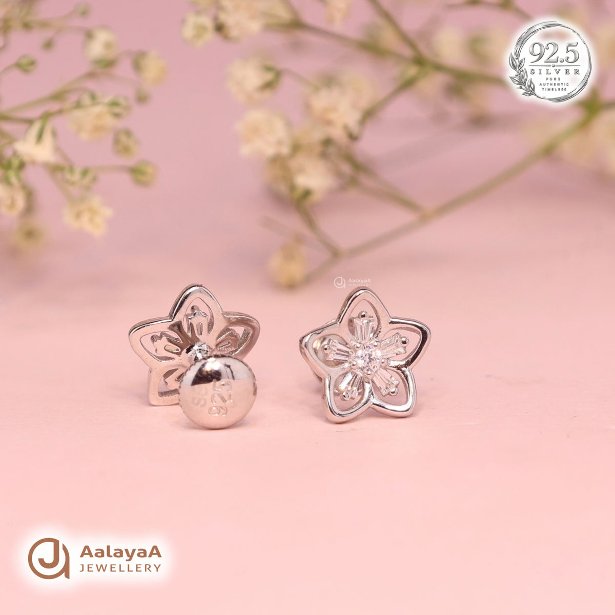 Silver Crystal Blossom Earring