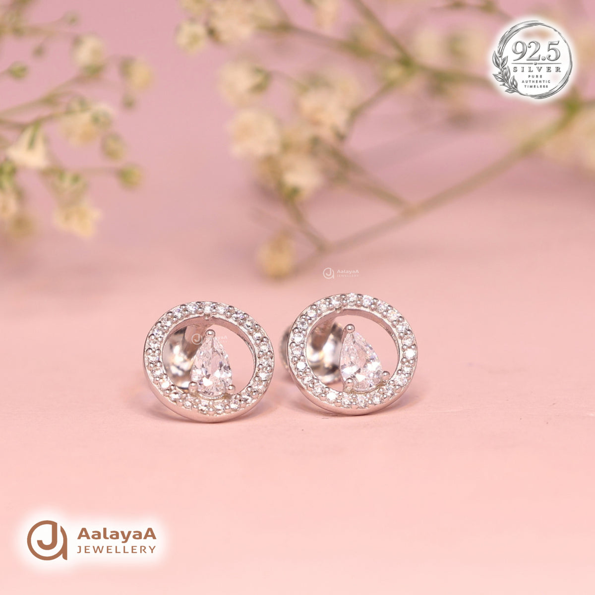 Silver Halo Drop Earring