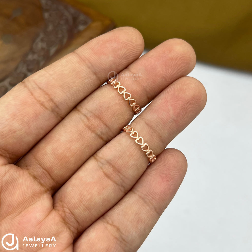 Silver Rosegold Endless Hearts Toe Ring