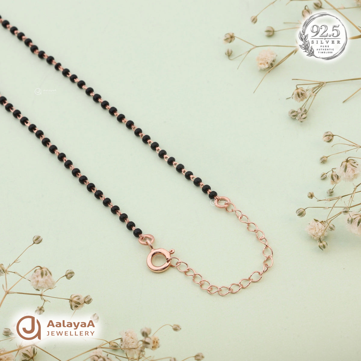 Silver Rosegold Ruby Heart Black Bead Chain Pendant