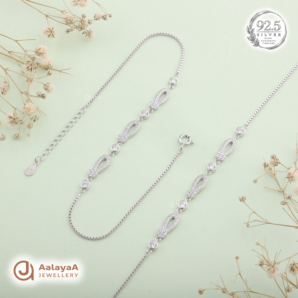 Silver Crystal Infinity Loop Anklet