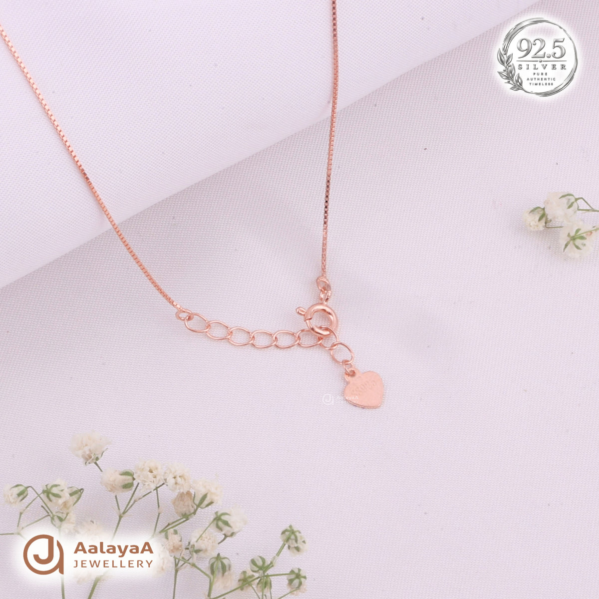Silver RoseGold Solitaire Halo Chain Pendant