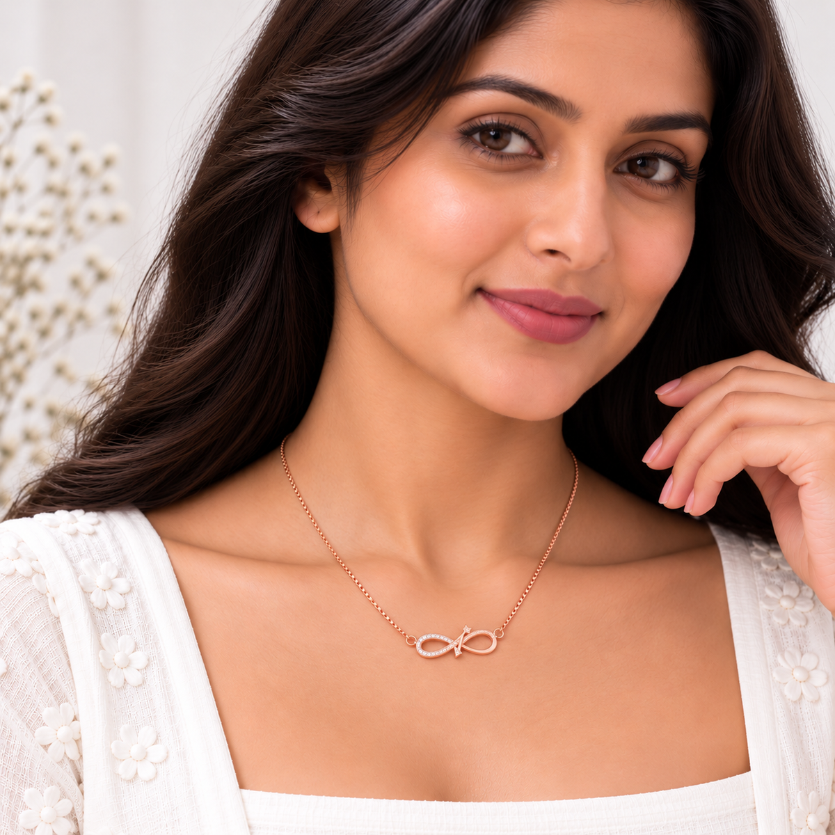 Silver Rosegold Cupid Loop Chain Pendant