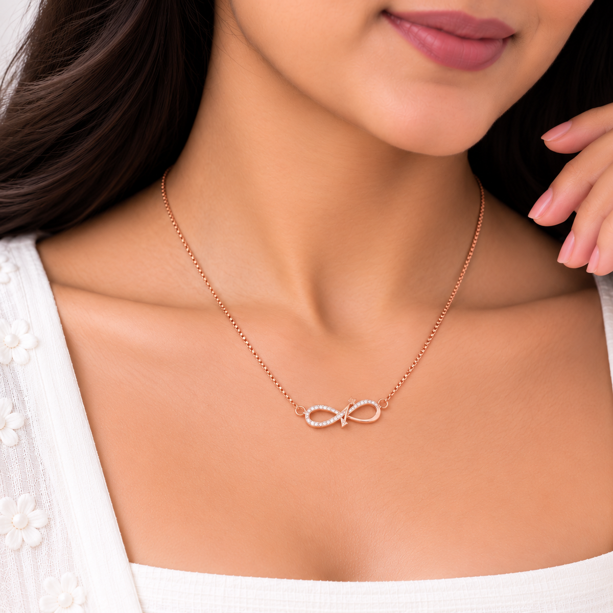 Silver Rosegold Cupid Loop Chain Pendant