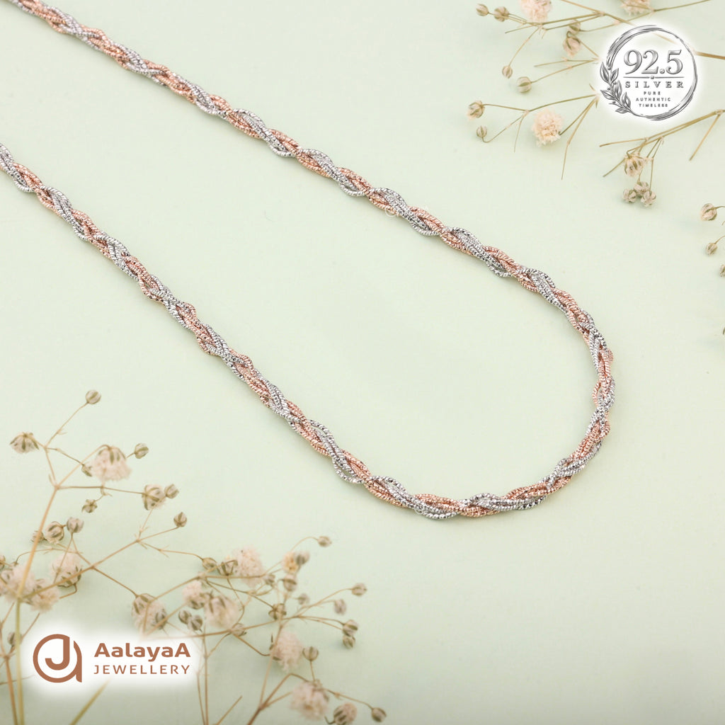 Silver Rosegold Braided Elegance Chain
