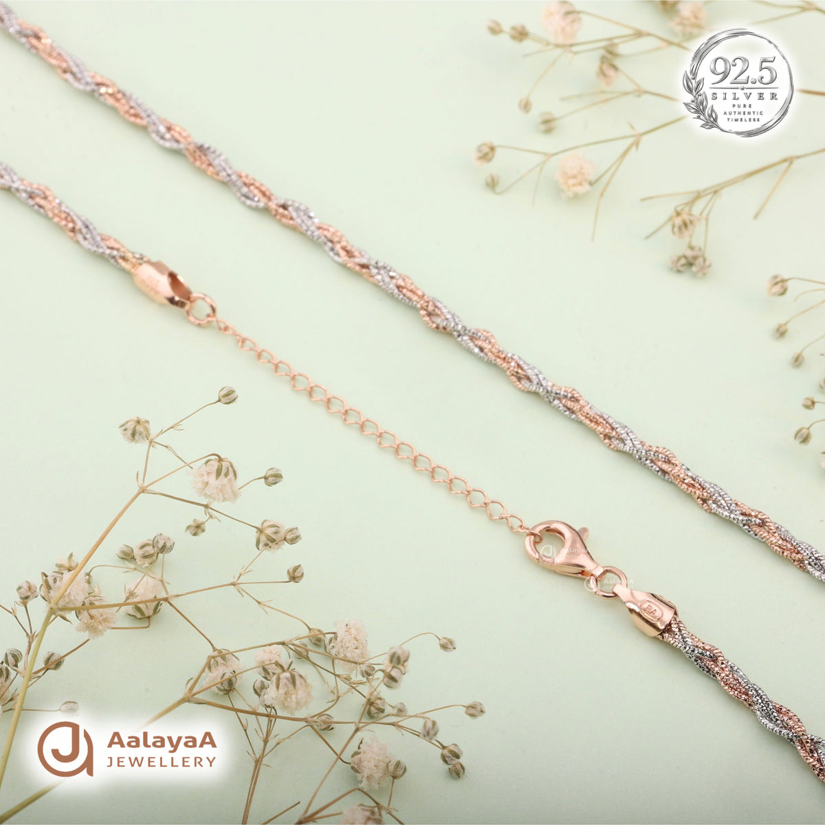 Silver Rosegold Braided Elegance Chain
