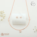 Silver Rosegold Blossom Solitaire Necklace Set