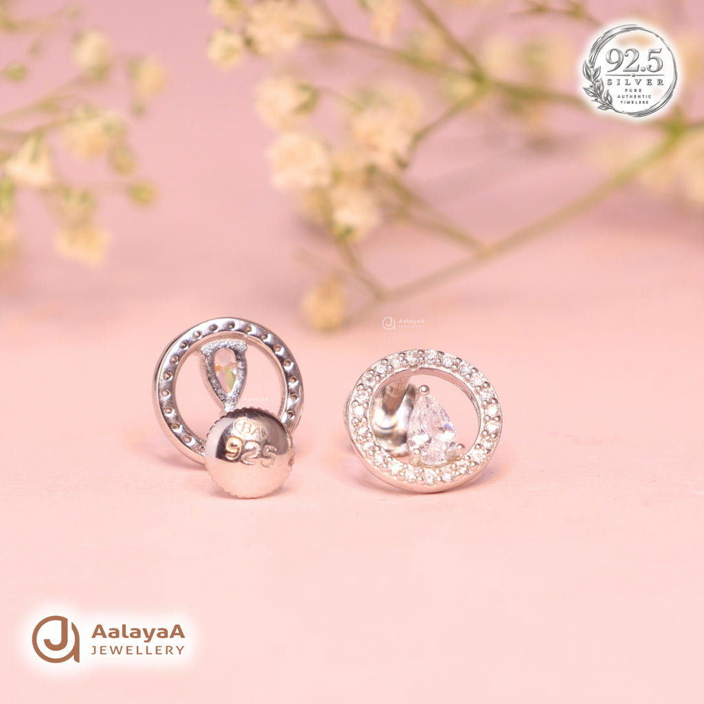 Silver Halo Drop Earring