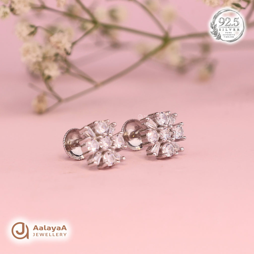 Silver Crystal Bouquet Earring