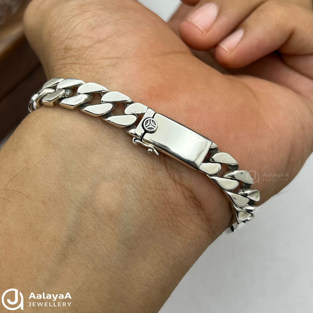 Oxidised Silver Woven Chain Bracelet