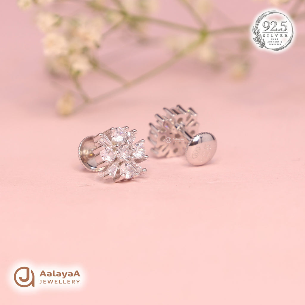 Silver Crystal Bouquet Earring