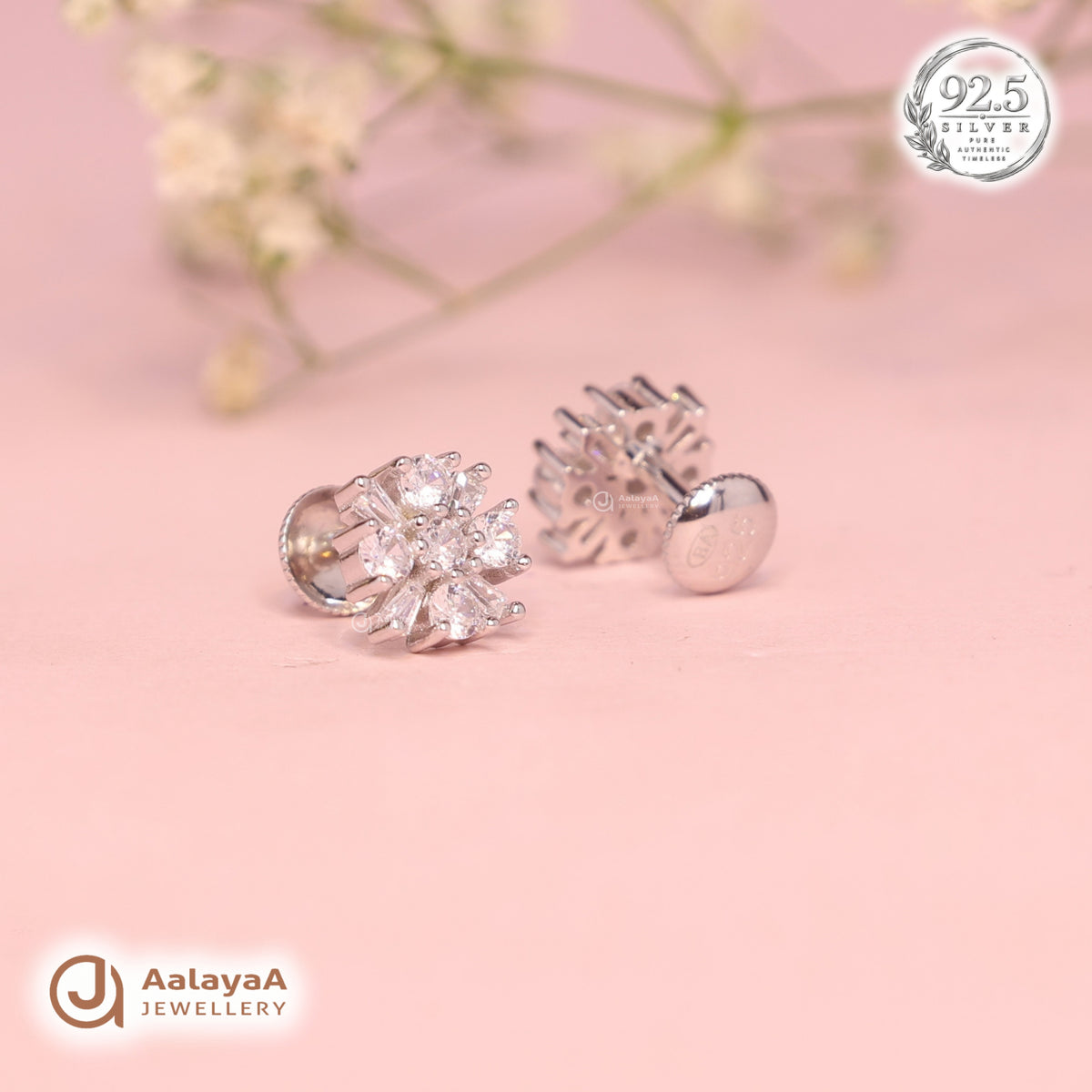 Silver Crystal Bouquet Earring