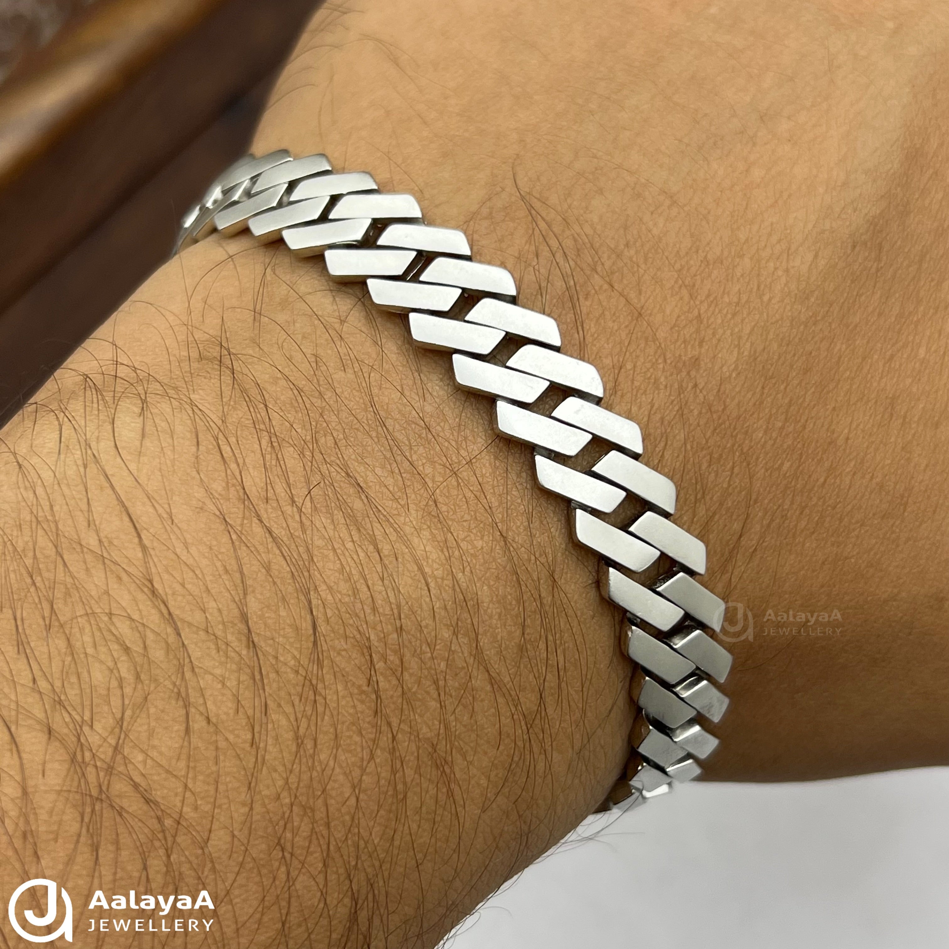 Silver Mate Finishing Flat Link Cuban Bracelet