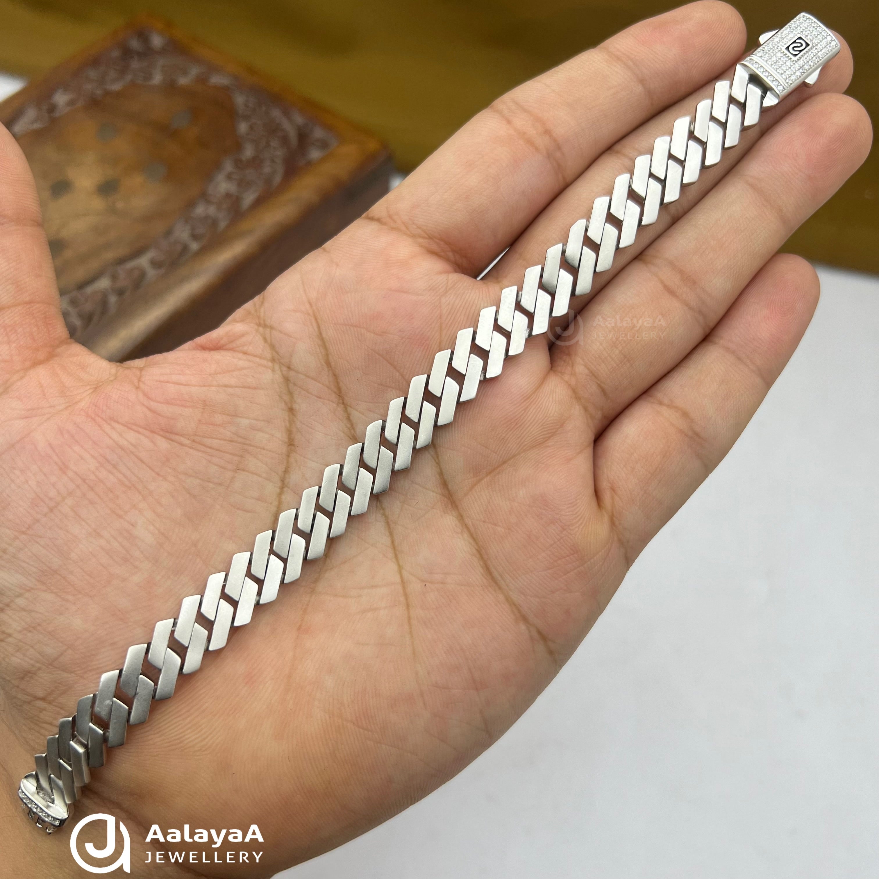 Silver Mate Finishing Flat Link Cuban Bracelet