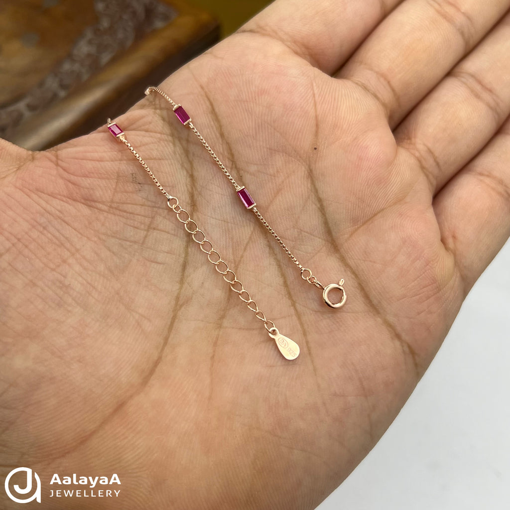 Silver Rosegold  Pink Luxe Line Bracelet