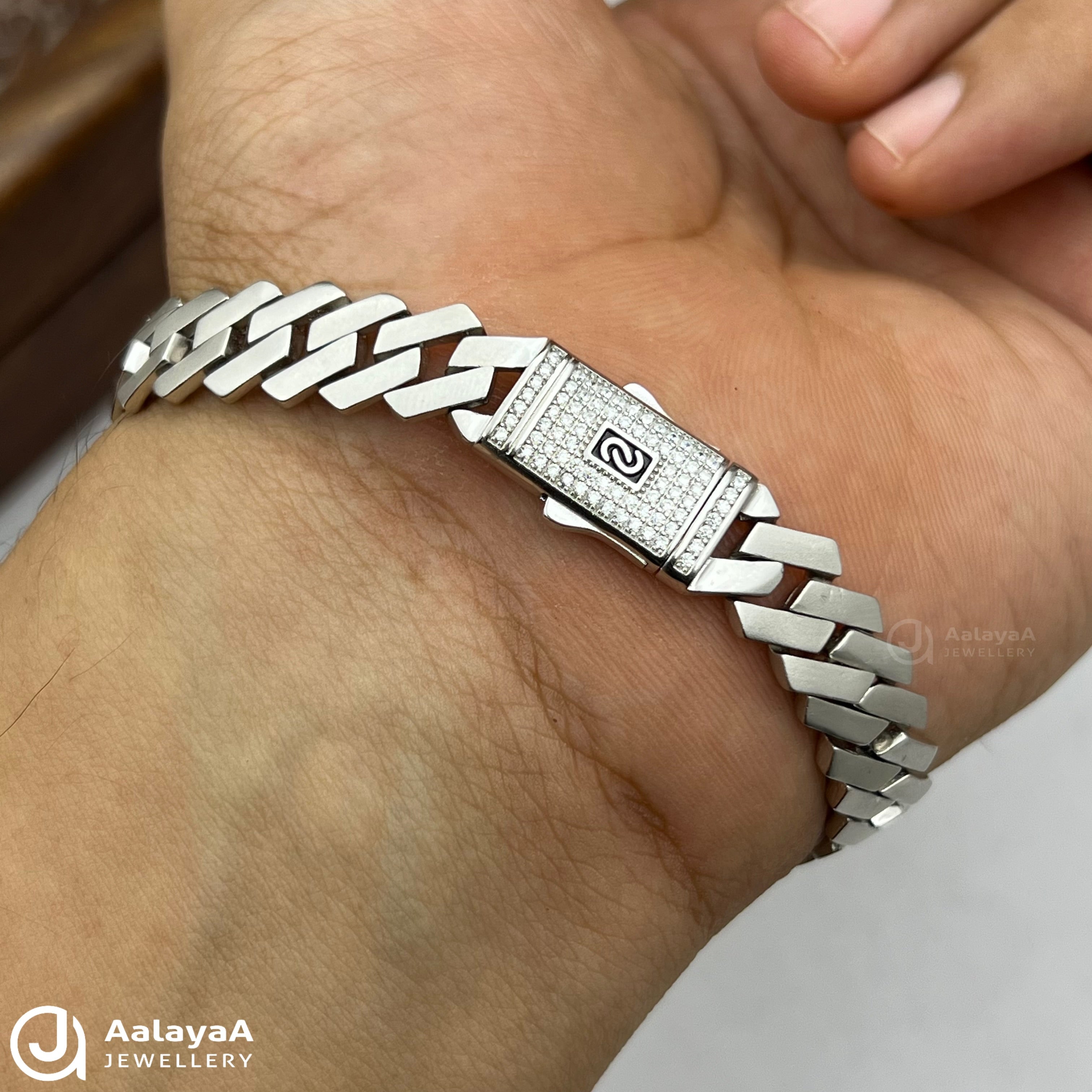 Silver Mate Finishing Flat Link Cuban Bracelet