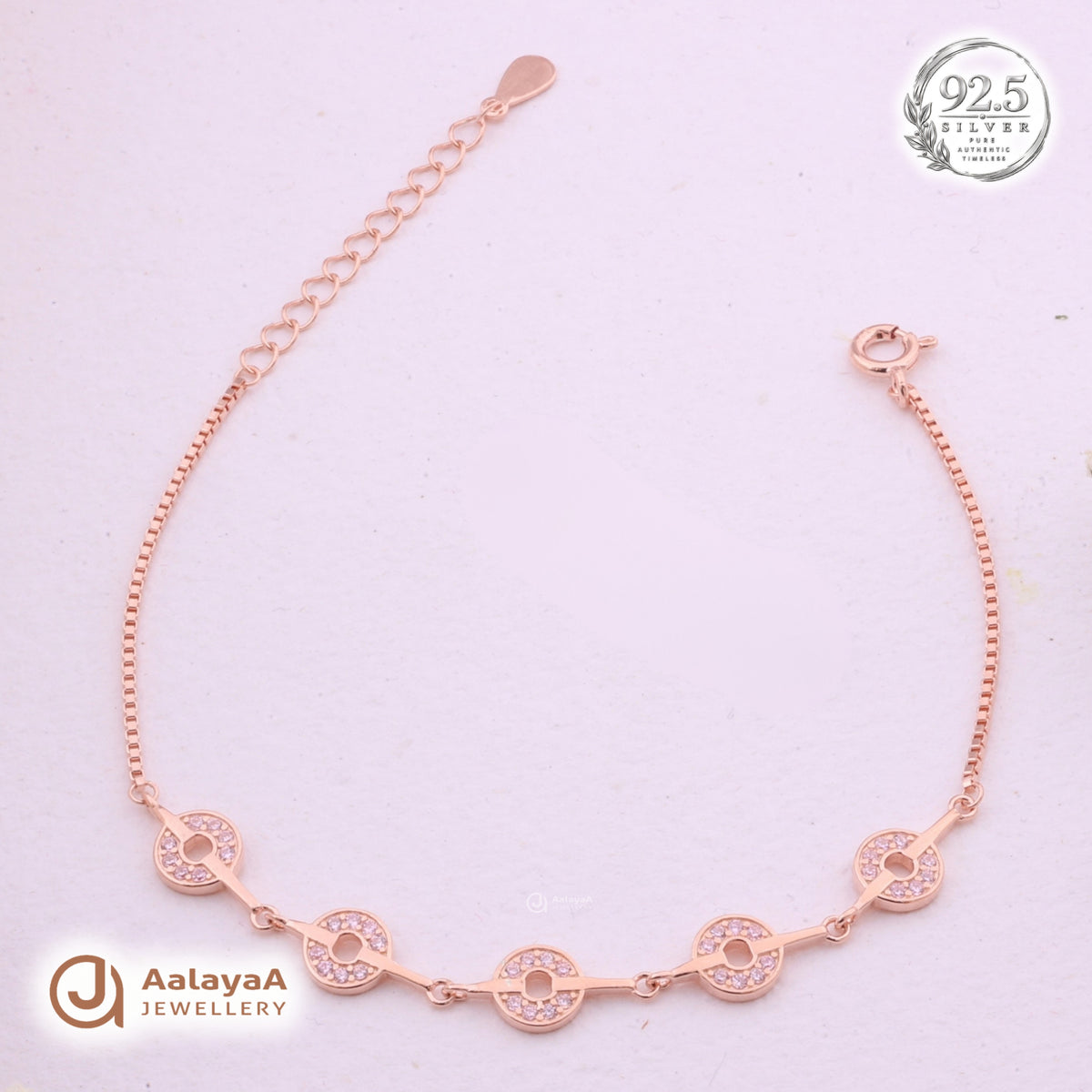 Silver Rosegold Crystal Orbit Bracelet