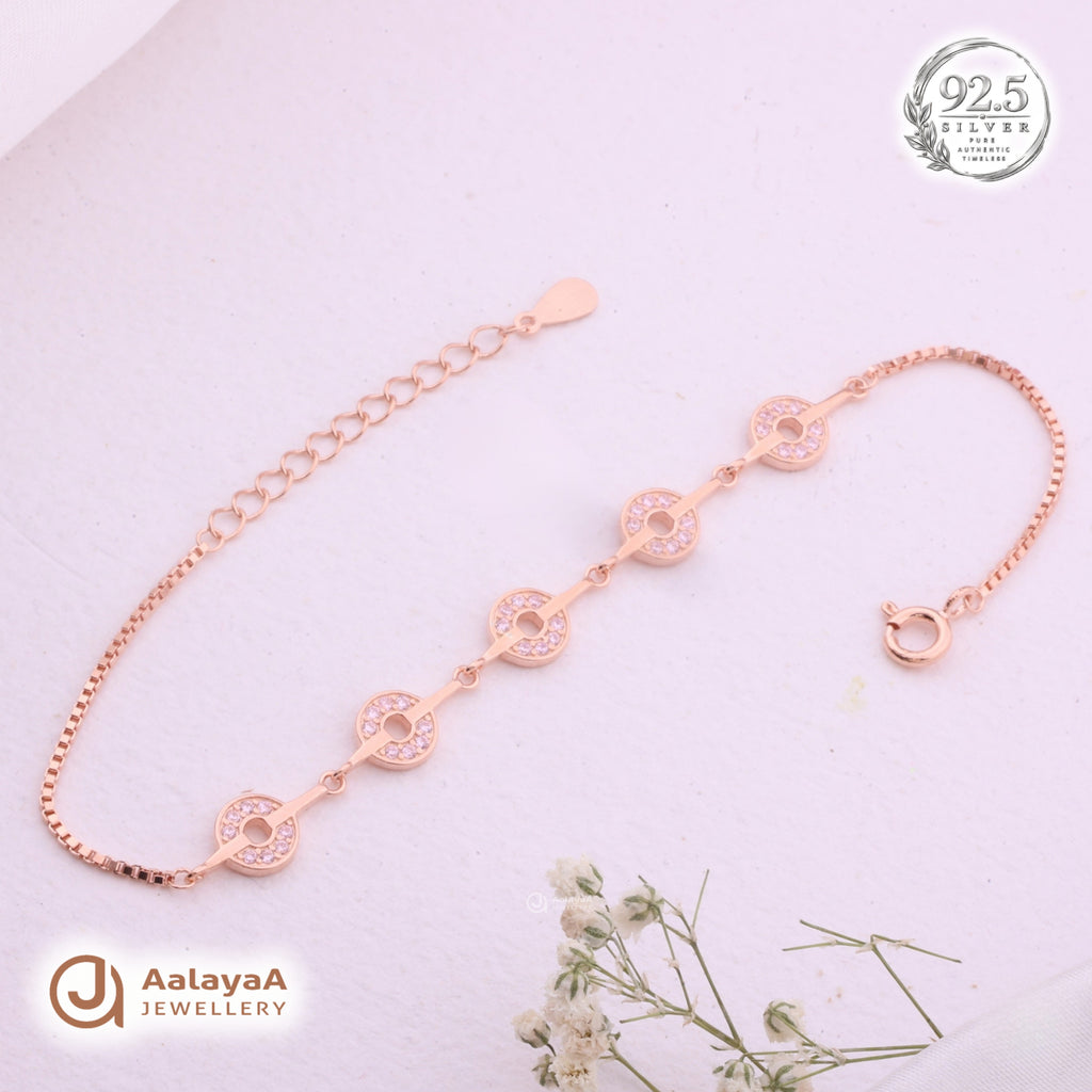 Silver Rosegold Crystal Orbit Bracelet