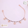 Silver Rosegold Black Bead Crown Charm Bracelet