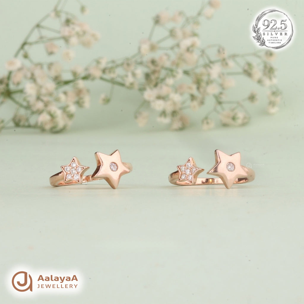 RoseGold Twin Star Sparkle Toe Ring