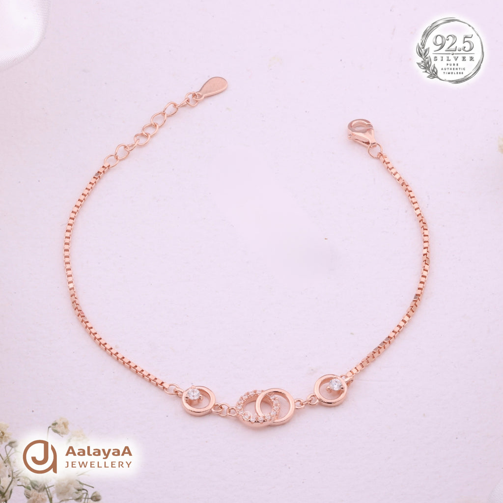 Silver Rosegold Interlocking Circle Bracelet