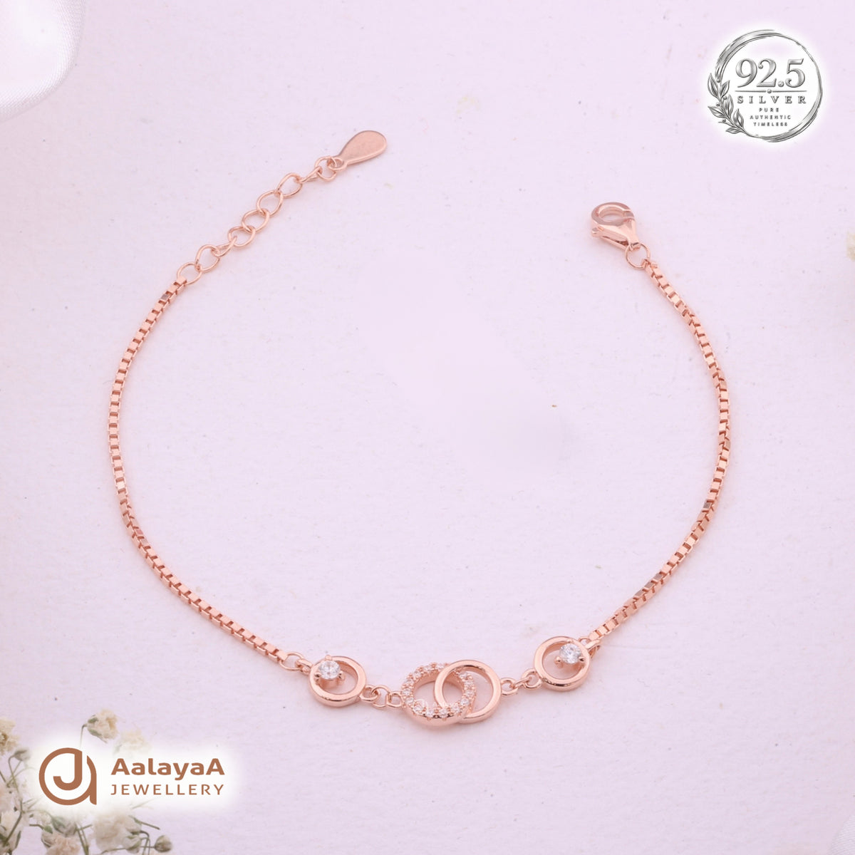 Silver Rosegold Interlocking Circle Bracelet