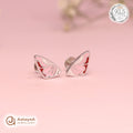 Silver Pink Butterfly Wing Earring