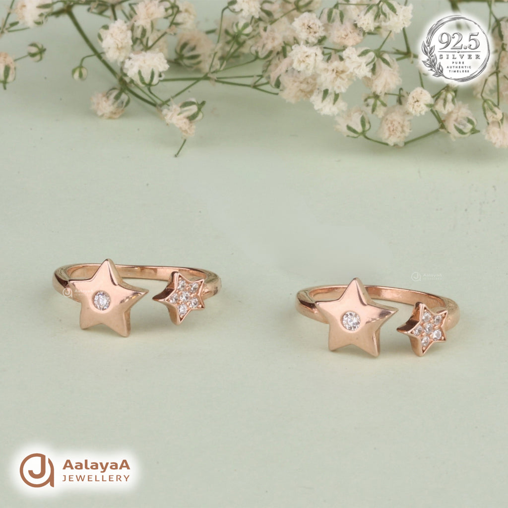 RoseGold Twin Star Sparkle Toe Ring