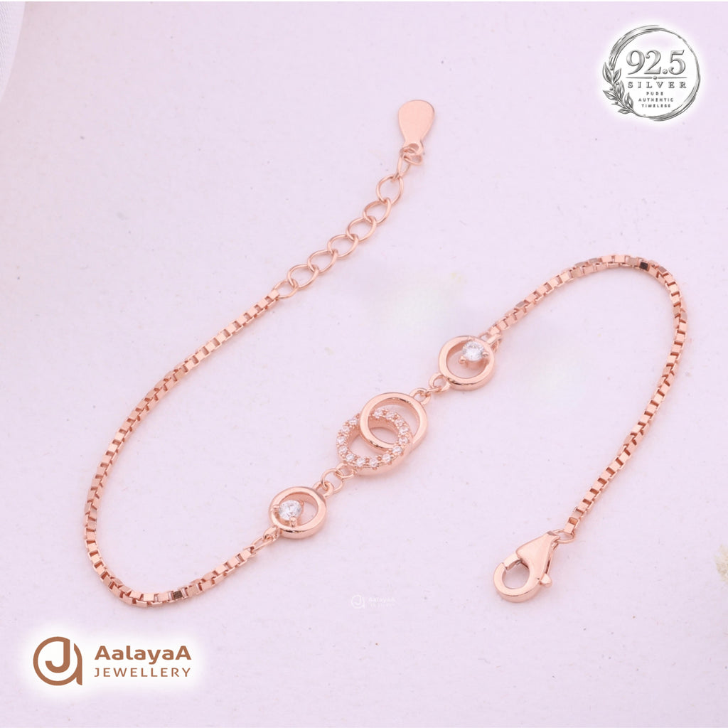 Silver Rosegold Interlocking Circle Bracelet