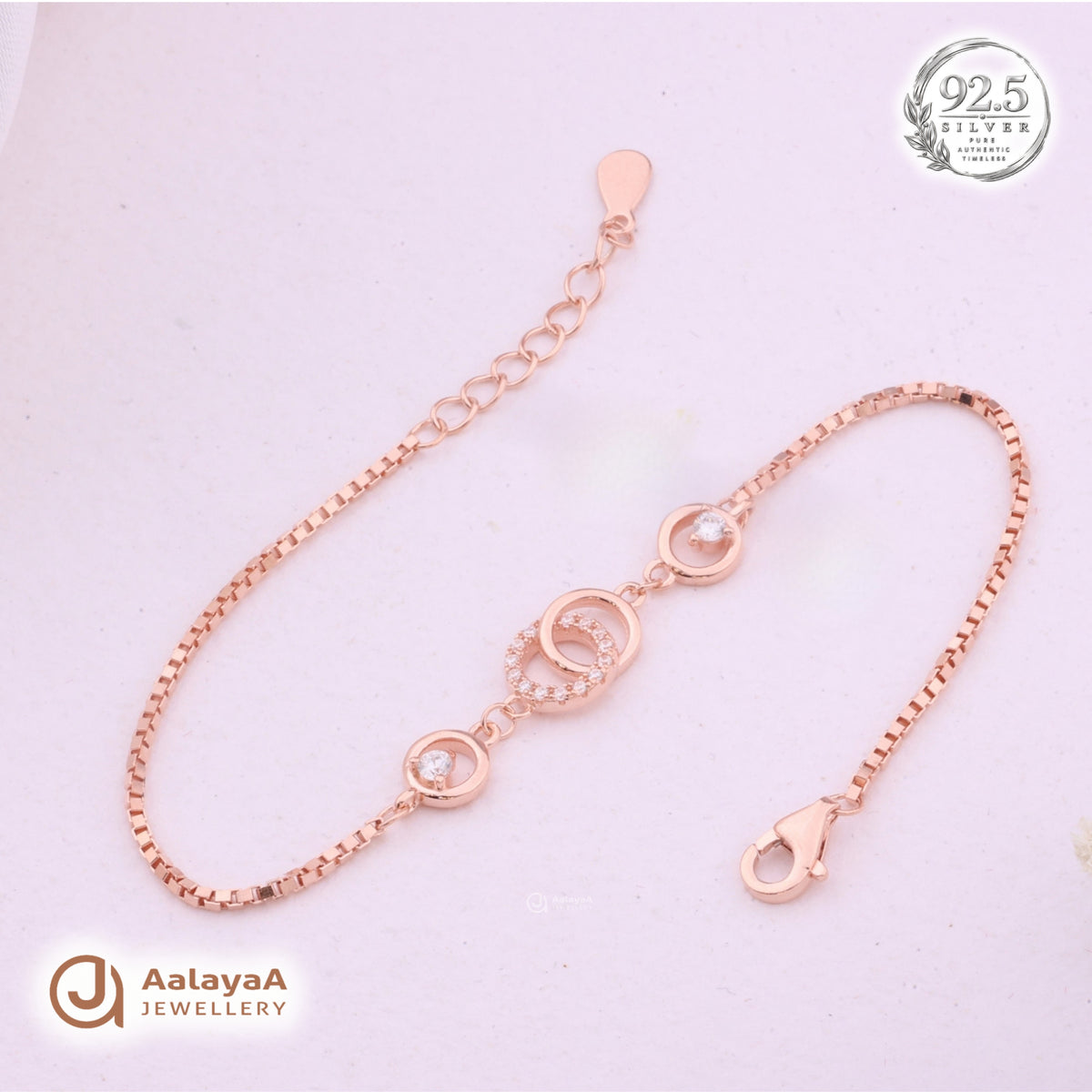 Silver Rosegold Interlocking Circle Bracelet