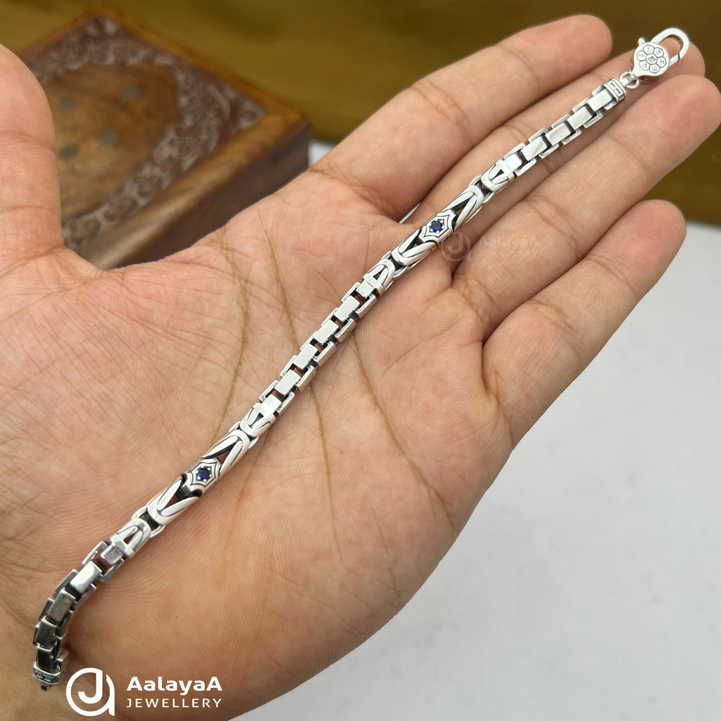 Oxidised Silver Sapphire Edge Bracelet