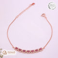 Silver Rosegold Ruby Crystal Bar Bracelet