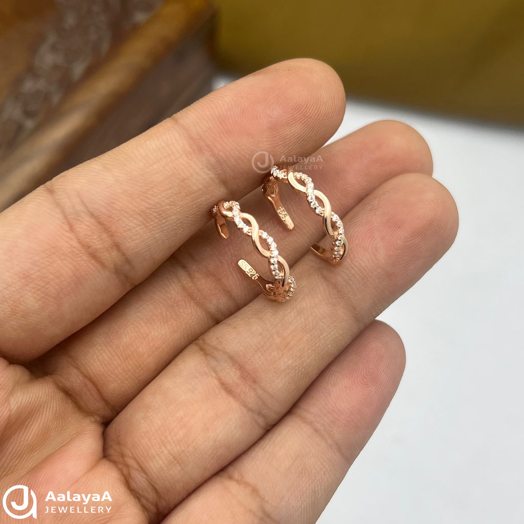 Silver Rosegold Twilight Twist Toe Ring
