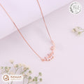 Silver RoseGold Crystal Leaf Swirl Chain Pendant