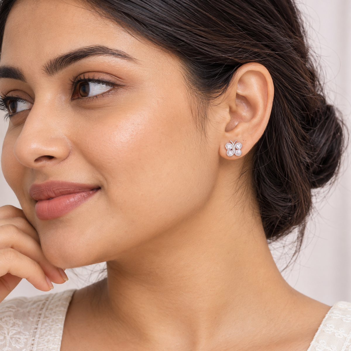 Silver Sparkling Butterfly Earring