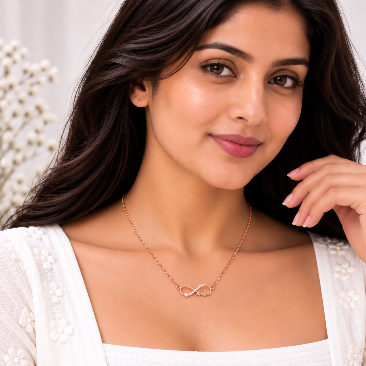 Silver Rosegold Forever Love Chain Pendant