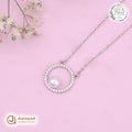 Silver Pearl Circle Halo Chain Pendant